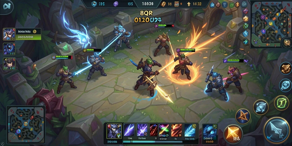 Tampilan gameplay seru saat pertarungan strategi di 8QR.