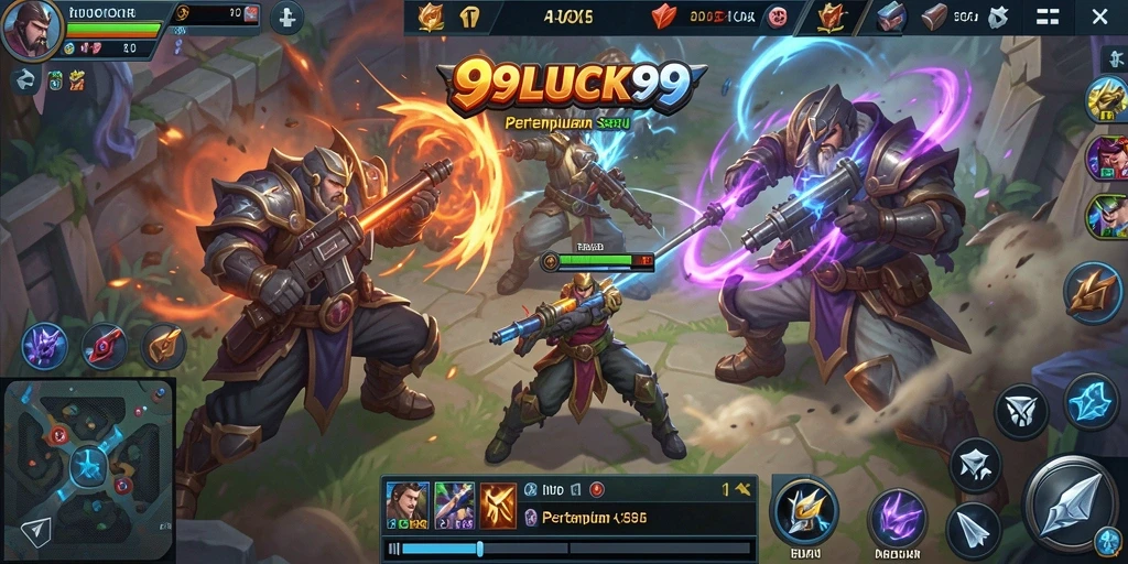 Gameplay seru di 99LUCK99 menampilkan pertarungan tim yang strategis.