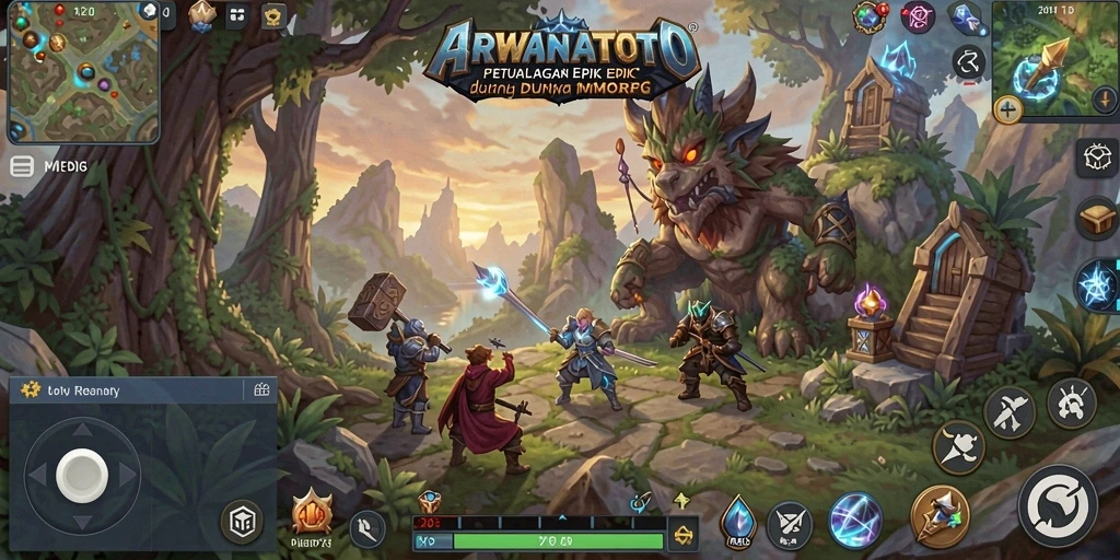 Tampilan gameplay epik dari ARWANATOTO di dunia MMORPG.