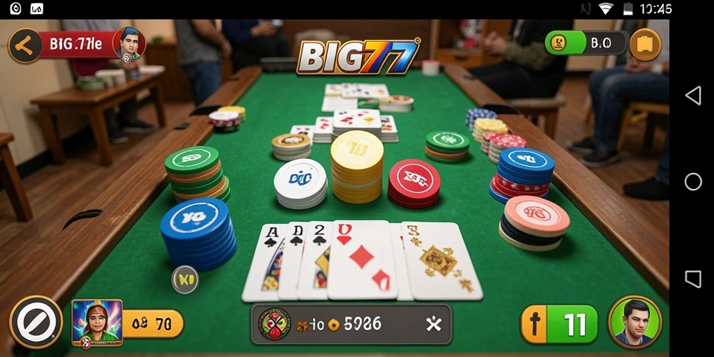 Tampilan gameplay seru dalam BIG77 yang menunjukkan pertempuran strategi Gaple.