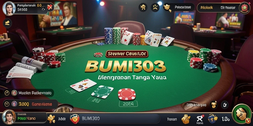 Screenshot BUMI303 menunjukkan pemain sedang bersaing di meja Poker.