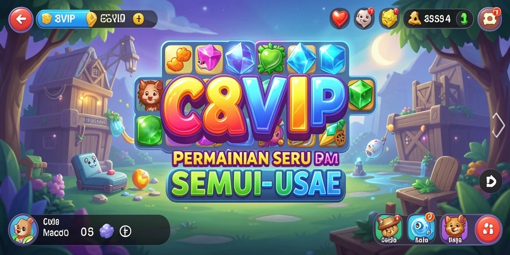 Screenshot gameplay C8VIP menunjukkan aksi mencocokkan elemen yang seru.