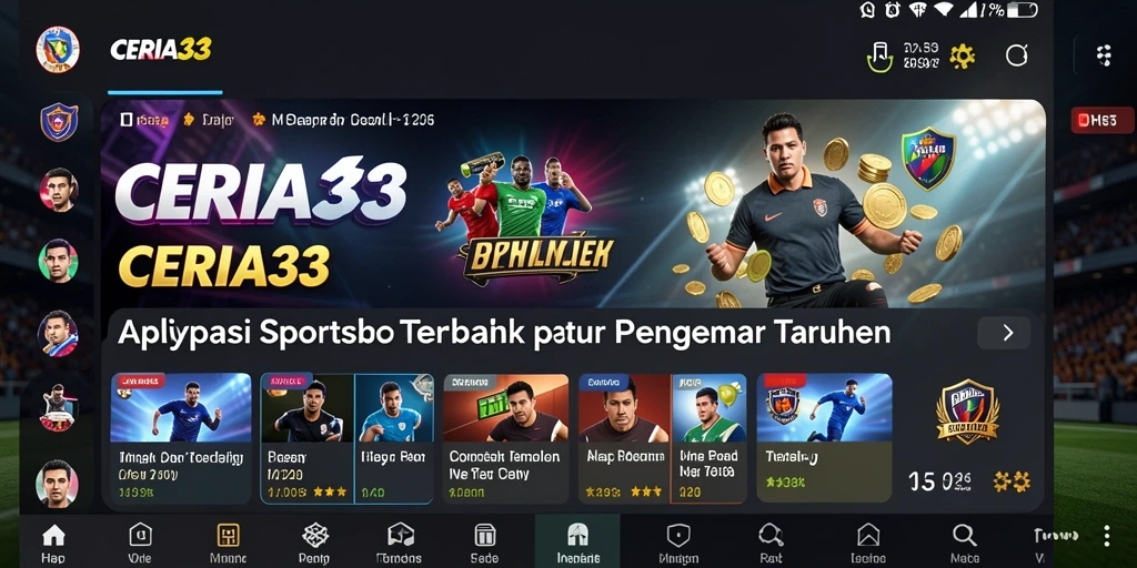 Tampilan screenshot utama CERIA33 menampilkan fitur Sportsbook yang menarik.