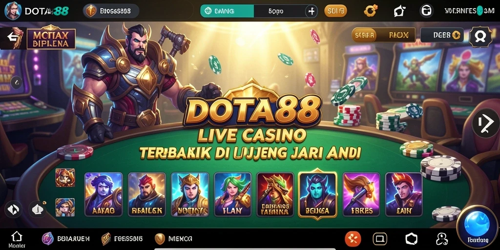 Tampilan gameplay Live Casino yang mendebarkan dan interaktif di DOTA88.