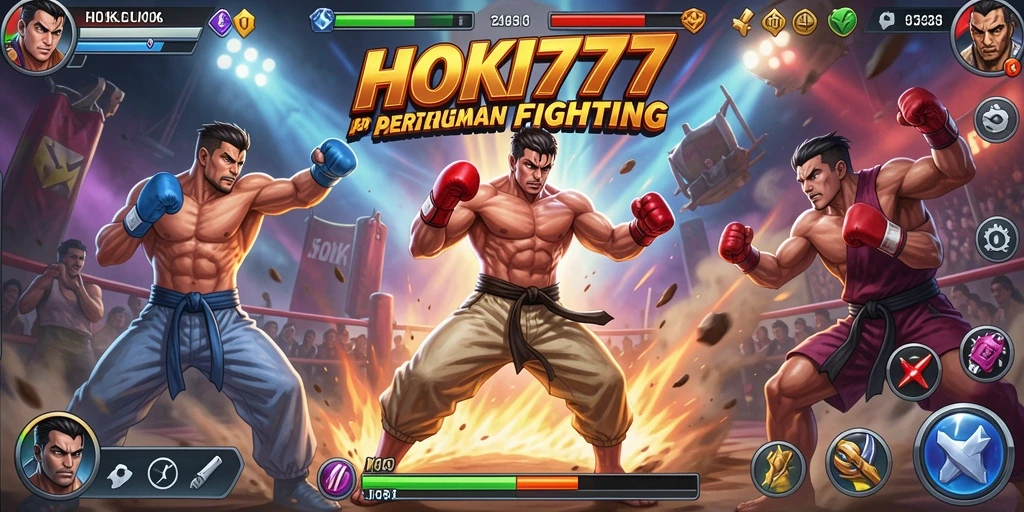Screenshot HOKI777 menampilkan aksi pertarungan yang mendebarkan dan karakter yang dinamis.