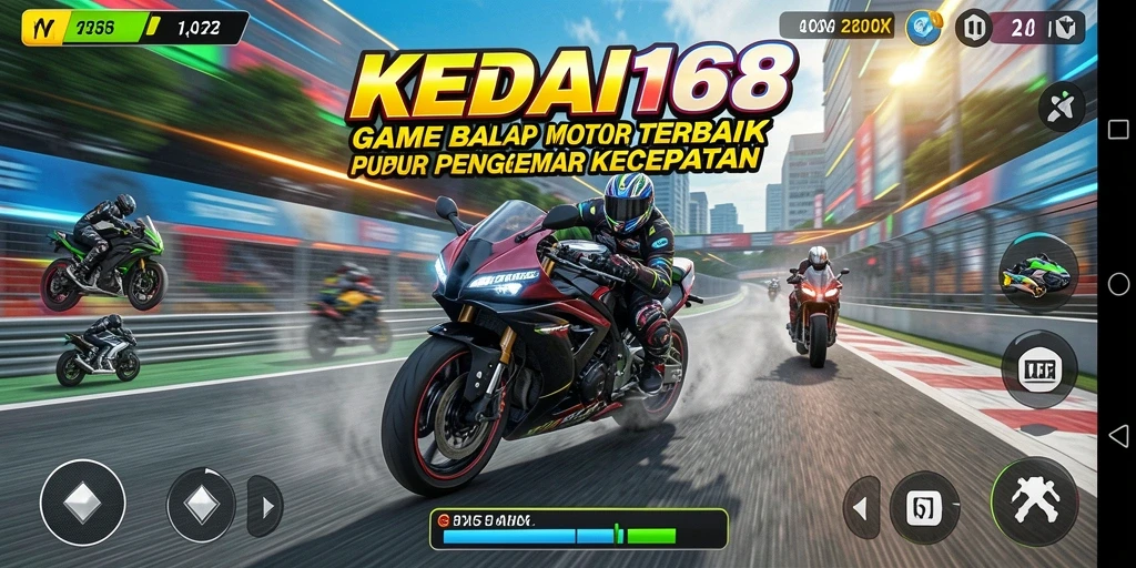 Screenshot menampilkan aksi balap motor yang mendebarkan dalam KEDAI168.