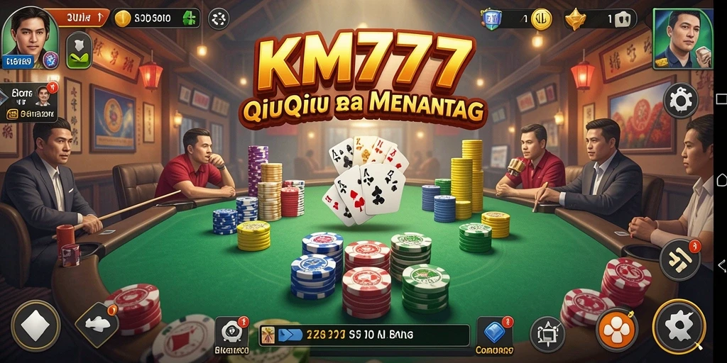 Screenshot utama KM777 menampilkan aksi seru permainan QiuQiu.