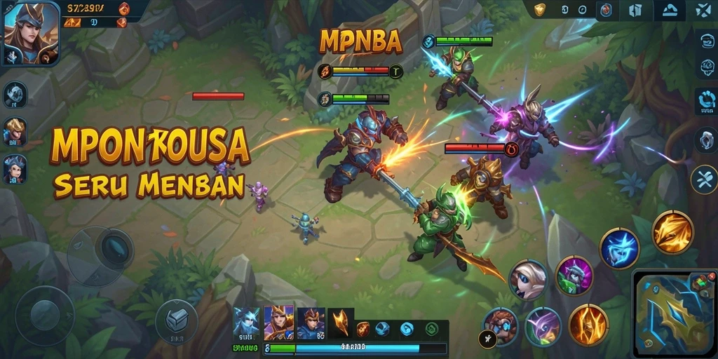 Tangkapan layar MPONUSA menampilkan aksi pertempuran MOBA yang mendebarkan.